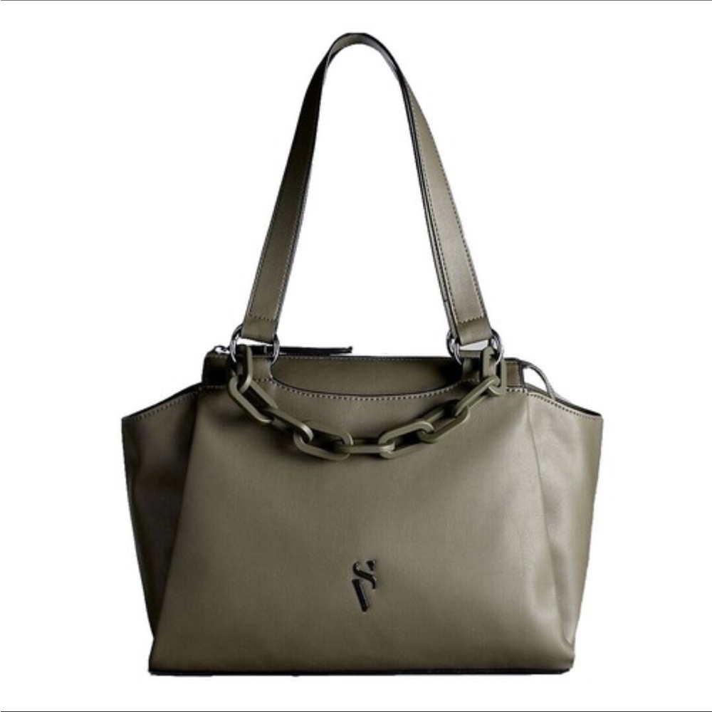 Vera Wang Green Shoulder Bag with Chain Detail